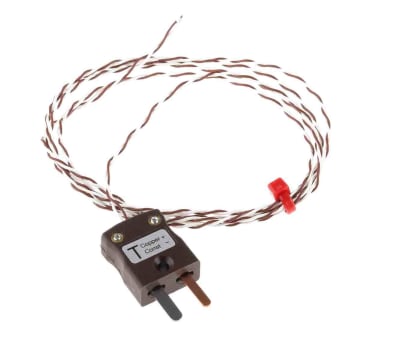 Product image for T PTFE min fitted plug thermocouple,1m