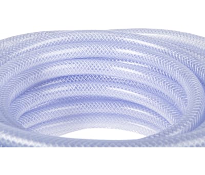 Product image for RS PRO PET, PVC Flexible Tubing, Transparent, 17.5mm External Diameter, 25m LongReinforced, 60mm Bend Radius,