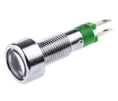 Product image for Signal Construct Green Indicator, Tab Termination, 24 → 28 V, 8mm Mounting Hole Size