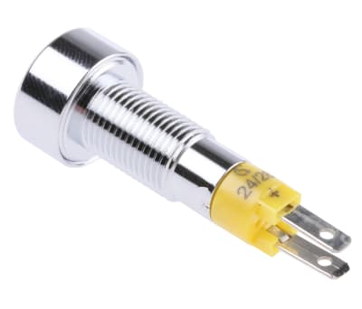 Product image for YELLOW LED OPTICAL LENS SATIN CHR,24VDC