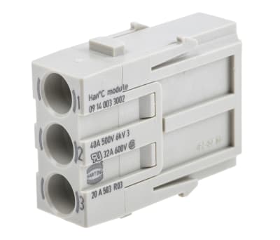 Product image for HanC male contact module,3 pos,7.5mm