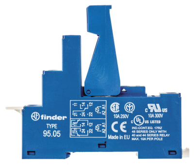 Product image for DPDT DIN rail relay skt - plastic clip