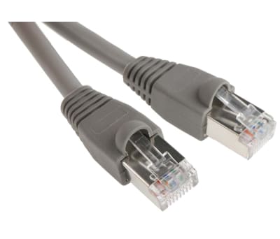 Product image for Grey Cat5e RJ45 STP patch lead,1m 1off