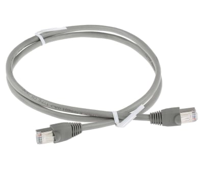 Product image for Grey Cat5e RJ45 STP patch lead,1m 1off