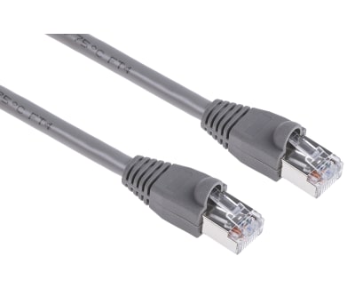 Product image for Grey Cat5e RJ45 STP patch lead,10m 1off