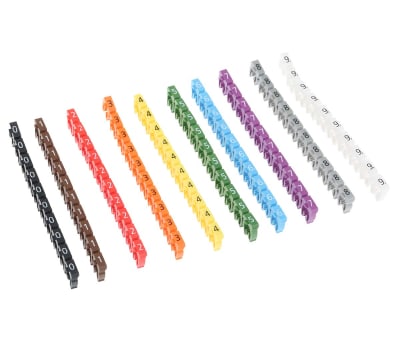 Product image for Coloured clip on cable marker,size 3 0-9