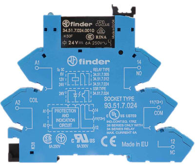 Product image for SPDT relay interface,6A 24Vdc coil