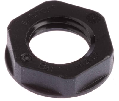 Product image for Locknut, nylon, black, M12, IP68