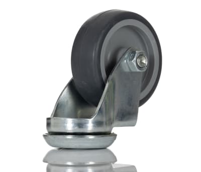 Product image for GREY RUBBER TYRE SWIVEL CASTOR,50MM 30KG