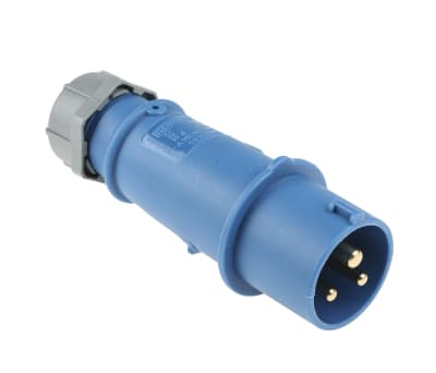 Product image for MENNEKES, AM-TOP IP44 Blue Cable Mount 3P Industrial Power Plug, Rated At 16.0A, 230.0 V