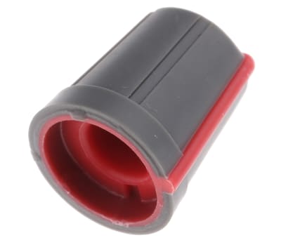 Product image for Knob soft touch 6mm D shaft Grey/Red