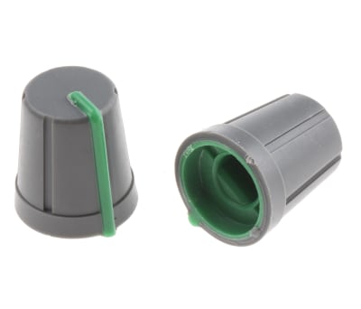 Product image for Knob soft touch 6mm D shaft Grey/Green