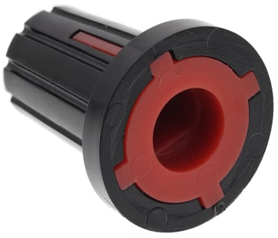 Product image for Knob ABS push on 6.35mm Dshaft Black/Red