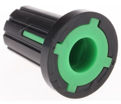 Product image for Knob push on 6.35mm D shaft Black/Green