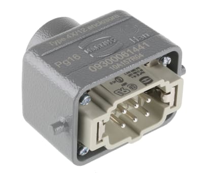 Product image for 6 way top entry hooded plug,16A PG16