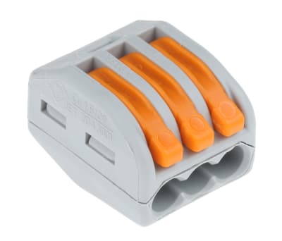 Product image for Wago , 3 Way, 28 → 12 AWG, Polyamide Non-Fused Terminal Block, 600 V