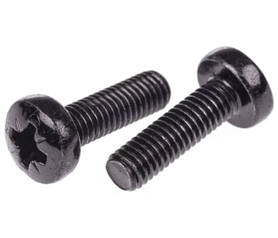 Product image for Black steel cross pan head screw,M6x20mm