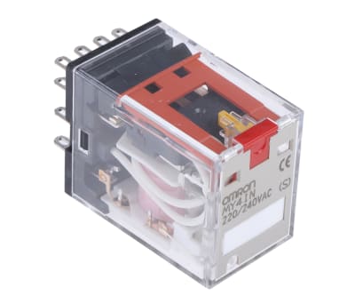 Product image for 4PDT std relay w/LED & button,220/240Vac