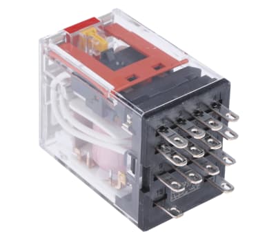 Product image for 4PDT std relay w/LED & button,220/240Vac