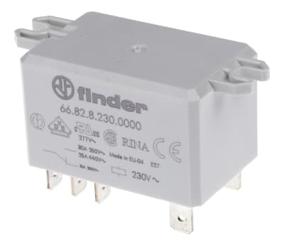 Product image for DPDT flange relay,30A NO/10A NC 230Vac