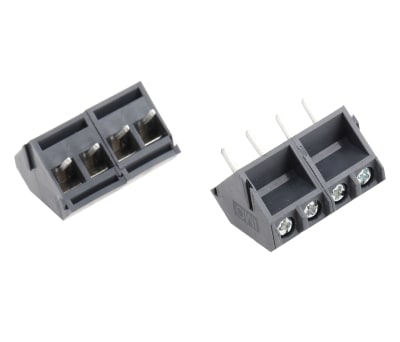 Product image for 4 way 45deg entry PCB screw terminal,5mm