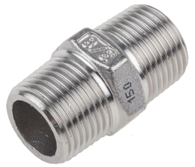 Product image for S/steel hexagon nipple,3/8in BSPT M-M