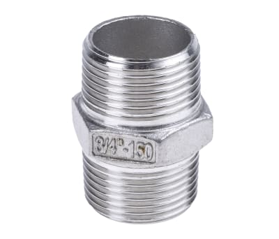 Product image for S/steel hexagon nipple,3/4in BSPT M-M