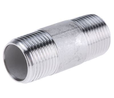 Product image for S/steel barrel nipple,3/8in BSPT M-M