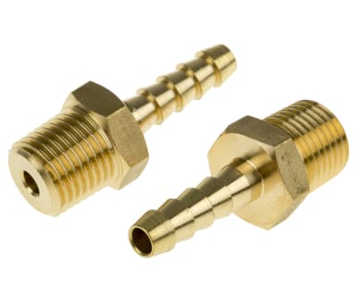 Product image for Brass hose tail,1/4 BSPP male 1/4in ID