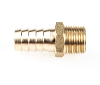 Product image for Brass hose tail,3/8 BSPP male 1/2in ID