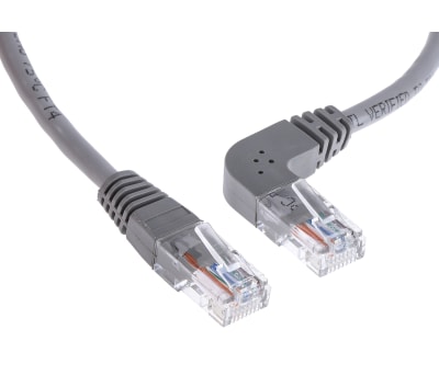 Product image for Grey patch lead, Cat5e, strt, horiz. 1m