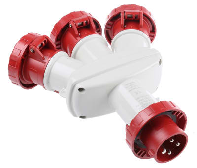 Product image for IEC 309 Adaptor,3 way,3P+E, 415V,red