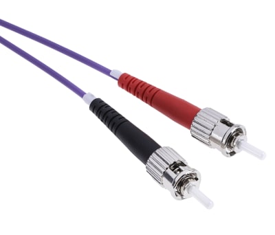 Product image for LC-ST OM3 duplex Purple 2m patchcord