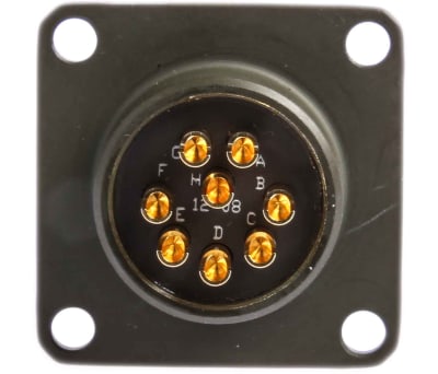 Product image for Sq Flange Receptacle, 8 way Skt Contacts