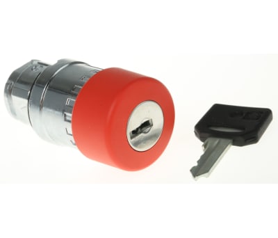 Product image for Schneider Electric Panel Mount Emergency Button - Key Reset, Mushroom Head