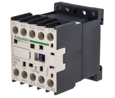 Product image for 3 pole contactor,2.2kW,6A,24Vdc,1NC
