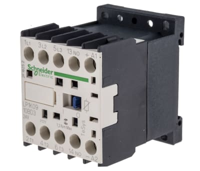 Product image for 3 pole contactor,4kW,9A,24Vdc,1NO