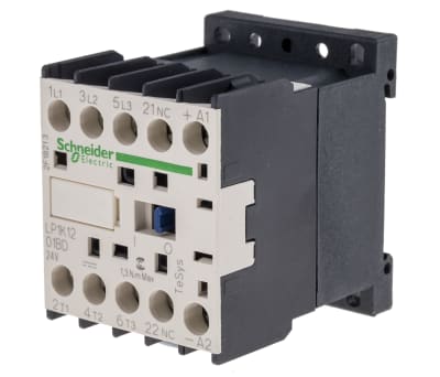 Product image for Schneider Electric TeSys K LP1K 3 Pole Contactor - 12 A, 24 V dc Coil, 3NO, 5.5 kW