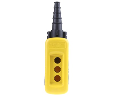 Product image for Schneider Electric Pendant Station Enclosure Harmony XACA, Polypropylene, 3 Cutouts, IP65 - Yellow