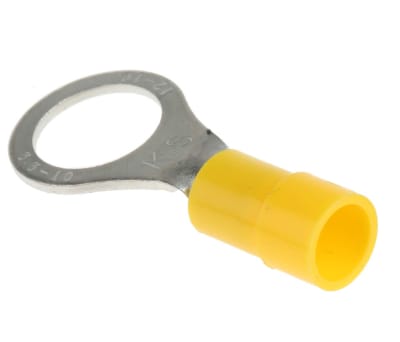 Product image for Yellow M10 ring terminal,4-6sq.mm wire