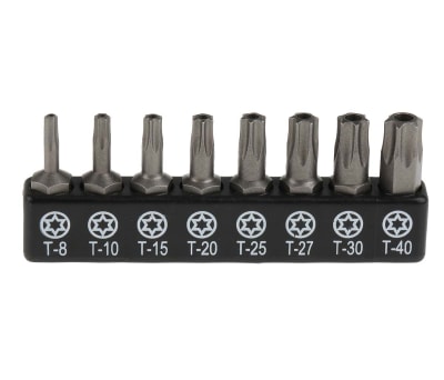 Product image for 8 piece tamperproof Torx bit set