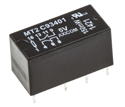 Product image for Telecom relay 2c/o 2A, 5Vdc 150mW