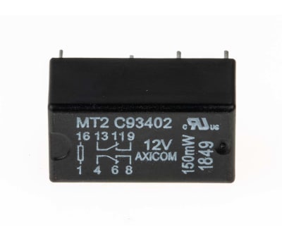 Product image for Telecom relay 2c/o 2A, 12Vdc 150mW