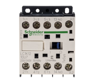 Product image for 3 pole contactor,5.5kW,12A,240Vac,1NO