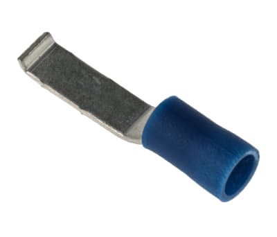 Product image for RS PRO Hooked Insulated Crimp Blade Terminal 16.8mm Blade Length, 1.5mm² to 2.5mm², 16AWG to 14AWG, Blue