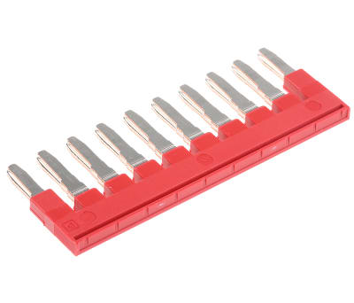 Product image for 10 way x 6mm plug in bridge,red