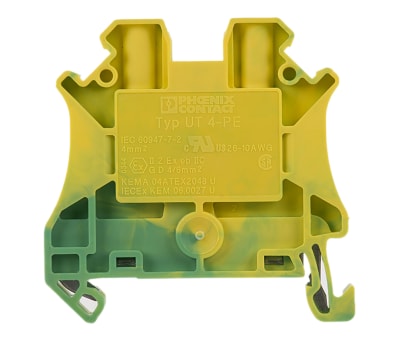 Product image for Din rail terminal block,UT4 PE,yel/grn