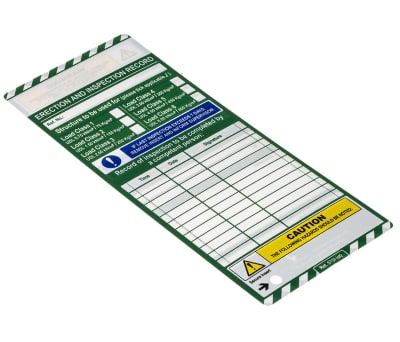 Product image for ScaffTag Scaffolding Tag, White on Green, Kit Contents Holder x 10, Insert x 20, Pen x 2