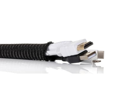 Product image for RS PRO Braided PET Black Cable Sleeve, 10mm Diameter, 3m Length