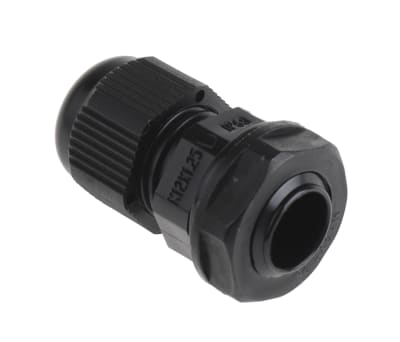 Product image for IP68 Black Nylon Gland, M12, 3-6.5mm